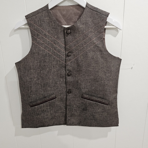 sahab Other - Sahab Brown Chevron Stitch Formal Waistcoat Vest NWOT